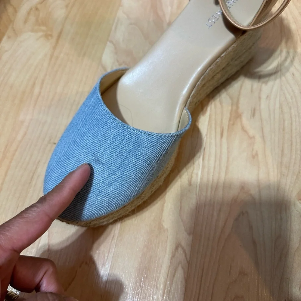 Nine West Ariela 3 Denim Espadrille Wedge Sandals Size 10 Nine West